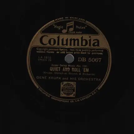 Gene Krupa And His Orchestra - Quiet And Roll 'Em / The Madam Swings It