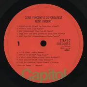 LP - Gene Vincent - Gene Vincent's 20 Greatest - Booklet
