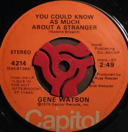 Gene Watson - You Could Know As Much About A Stranger