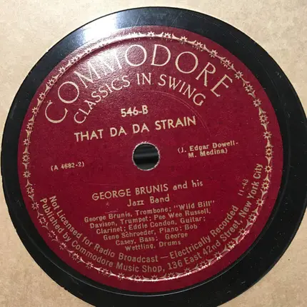 George Brunies And His Jazz Band - Ugly Chile / That Da Da Strain