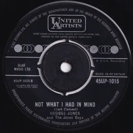 George Jones And The Jones Boys - I Saw Me / Not What I Had In Mind