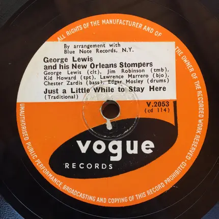 George Lewis And His New Orleans Stompers - Just A Closer Walk With Thee / Just A Little While To Stay Here