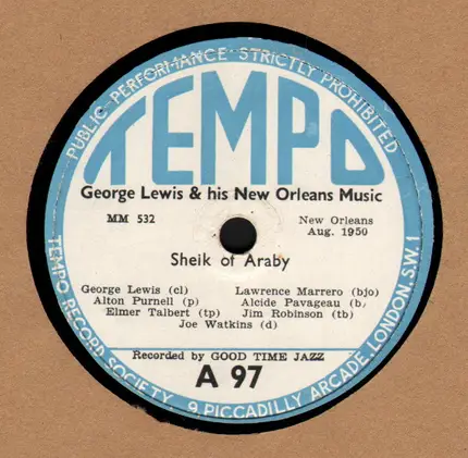 George Lewis & His New Orleans Music - Willie The Weeper / Sheik Of Araby