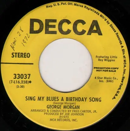 George Morgan Featuring Little Roy Wiggins - Makin' Heartaches / Sing My Blues A Birthday Song