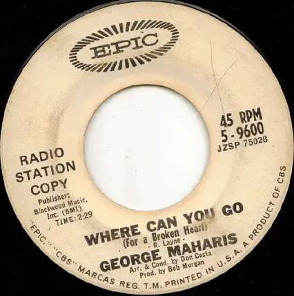 George Maharis - Kiss Me / Where Can You Go (For A Broken Heart)