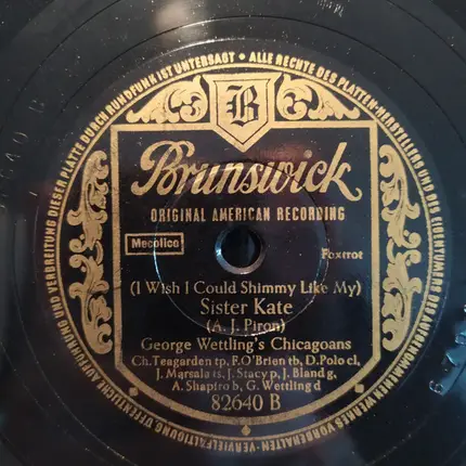 George Wettling's Chicago Rhythm Kings - Bugle Call Rag / (I Wish I Could Shimmy Like My) Sister Kate