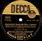 10'' - Georges Bizet , Choeurs et Orchestre du Théâtre National de l'Opéra-Comique , Albert Wolff - Ein Querschnitt Durch Die Oper 'Carmen' - 10' , laminated stitched sleeve