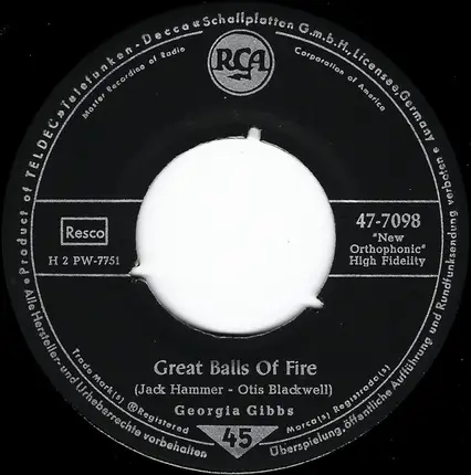 Georgia Gibbs - I Miss You / Great Balls Of Fire