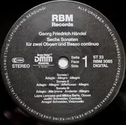 LP - Händel - Sechs Sonaten Für 2 Oboen Und Basso Continuo