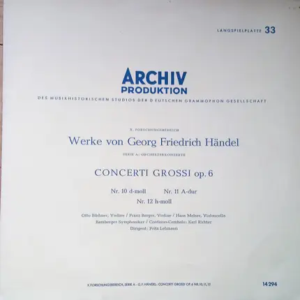 Händel - Concerti Grossi Op.6 Nr.10, 11, 12