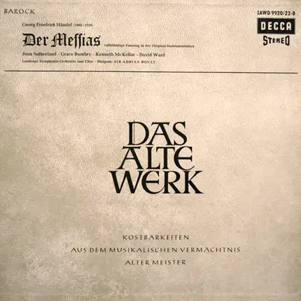 Händel - Der Messias. Vollständige Fassung In Der Original-Instrumentation