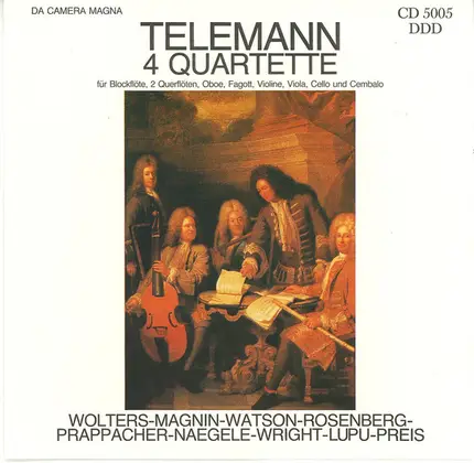 Telemann / Wolters / Magnin / Watson / Rosenberg a.o. - 4 Quartette Für Blockflöte, 2 Querflöten, Oboe, Fagott, Violine, Viola, Cello Und Cembalo