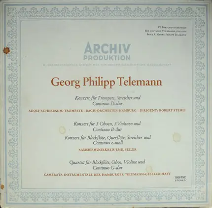 Telemann - Konzert D-Dur - Konzert B-Dur - Konzert E-Moll - Quartett G-Dur