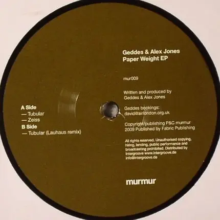 Geddes & Alex Jones - Paper Weight Ep