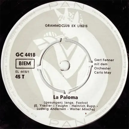 Gert Fenner - La Paloma / Wenn Es Nacht Wird In Sorrent