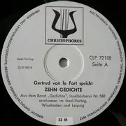 10'' - Gertrud Von Le Fort - Gertrud Von Le Fort Spricht