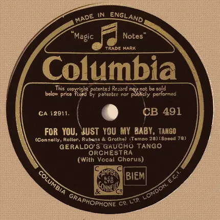 Geraldo And His Gaucho Tango Orchestra - Le Tango Du Reve / For You, Just You My Baby
