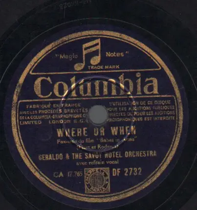 Geraldo & The Savoy Hotel Orchestra - Where Or When / Good Morning