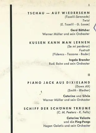 Gerd Böttcher / Ingela Brander / Caterina Und Silvio / Caterina Valente - Tschau, Auf Wiedersehn