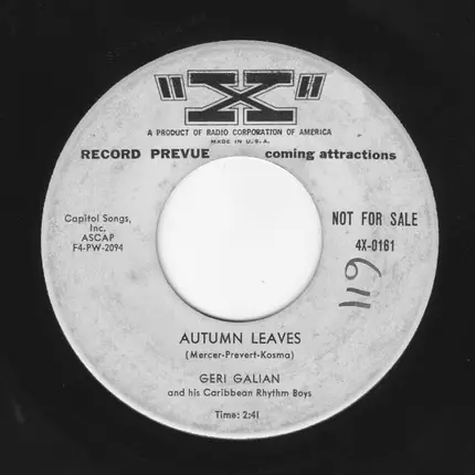 Geri Galian And His Caribbean Rhythm Boys - Yellow Rose Of Texas (Mambo) / Autumn Leaves