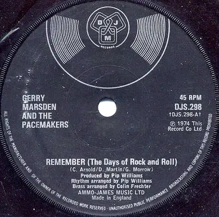Gerry Marsden - Remember (The Days Of Rock And Roll)