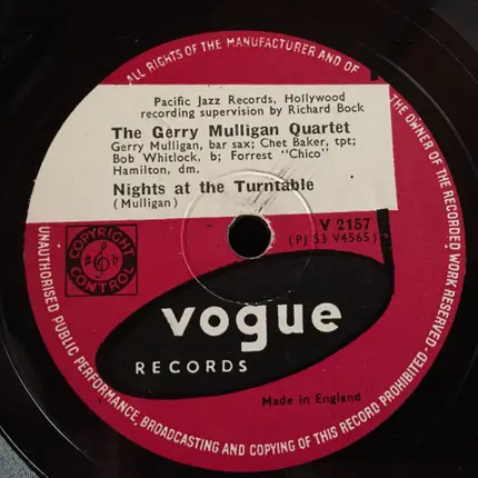 Gerry Mulligan Quartet - Nights At The Turntable / Frenesi