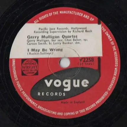 Gerry Mulligan Quartet - Swing House/I May Be Wrong