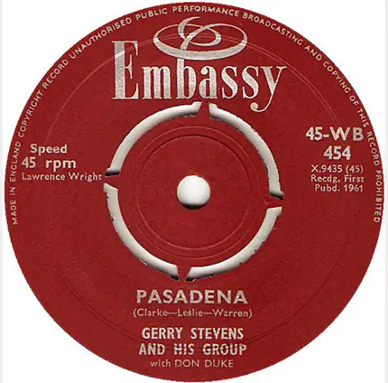 Gerry Stevens And His Group With Don Duke / Kim Davey - Pasadena / I've Told Every Little Star
