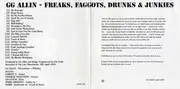 CD - GG Allin - Freaks, Faggots, Drunks & Junkies