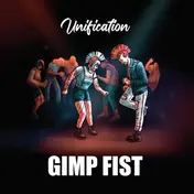 gimp fist - Unification (transparent Red w/ Blue Splashes Viny