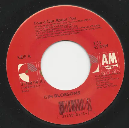 Gin Blossoms - Found Out About You / Hey Jealousy