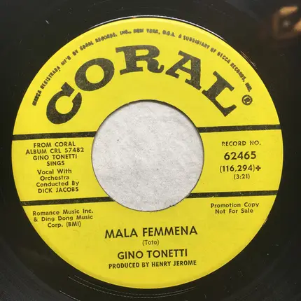 Gino Tonetti - Mala Femmena / You Are Mine