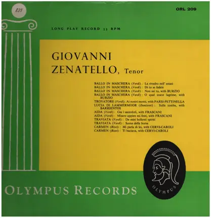 Giovanni Zenatello - Ballo in Maschera, Aida, Traviata