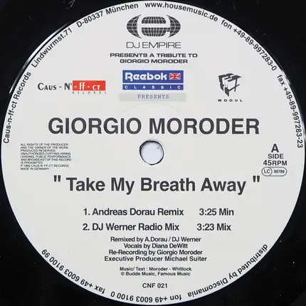 Giorgio Moroder - Take My Breath Away