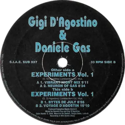 Gigi D'Agostino & Daniele Gas - Experiments Vol. 1