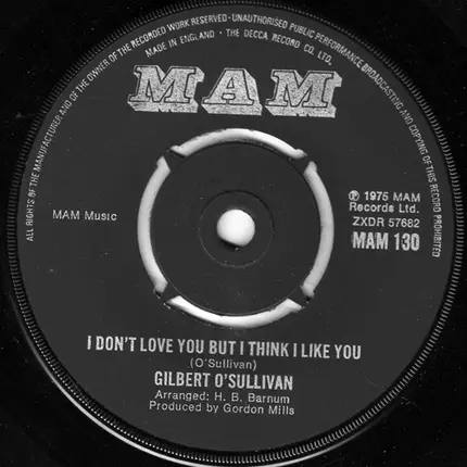 Gilbert O'Sullivan - I Don't Love You But I Think I Like You