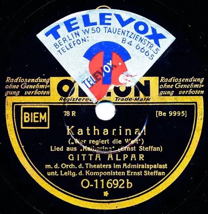 Gitta Alpar u. Hans Rehmann - Wenn Du Liebst Dann Scheint Die Sonne / Katharina!