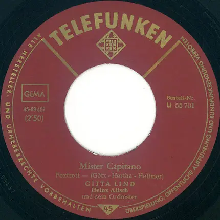 Gitta Lind - Mister Capitano / Der Stern Der Liebe
