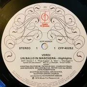 LP - Verdi - Highlights From The Scottish Opera Production Of Un Ballo In Maschera