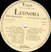 LP - Giuseppe Verdi - Grandi Personaggi Verdiani - Leonora