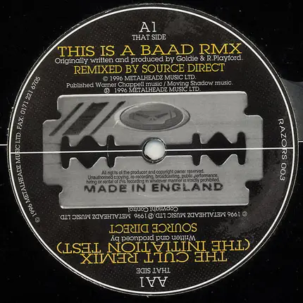 Goldie / Source Direct - This Is A Baad / The Cult (Remixes)
