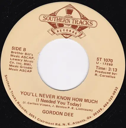 Gordon Dee - Beam Me Up, Scotty / You'll Never Know How Much (I Needed You Today)