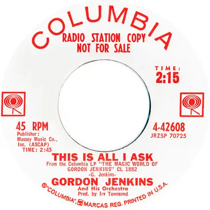 Gordon Jenkins - I Left My Heart In San Francisco / This Is All I Ask