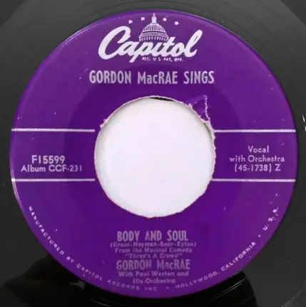 Gordon MacRae , Paul Weston And His Orchestra - Gordon MacRae Sings
