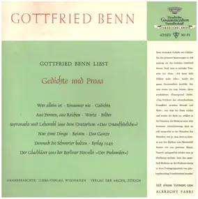 Gottfried Benn - Gottfried Benn Liest Gedichte Und Prosa