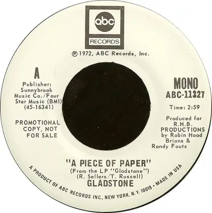 Gladstone - A Piece Of Paper