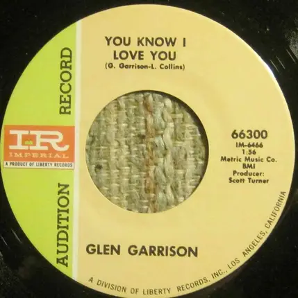 Glen Garrison - I'll Be Your Baby Tonight / You Know I Love You
