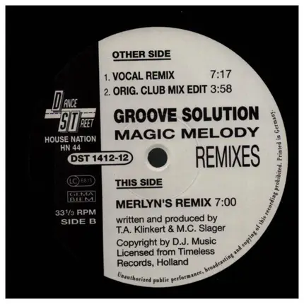 Groove Solution - Magic Melody (Remixes)