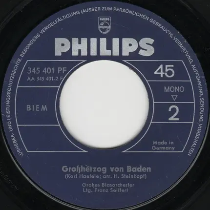 Großes Blasorchester Franz Seiffert - Badenweiler Marsch