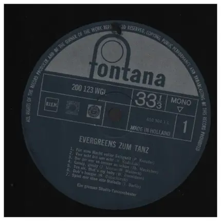 Großes Studio-Tanzorchester - Evergreens zum Tanz